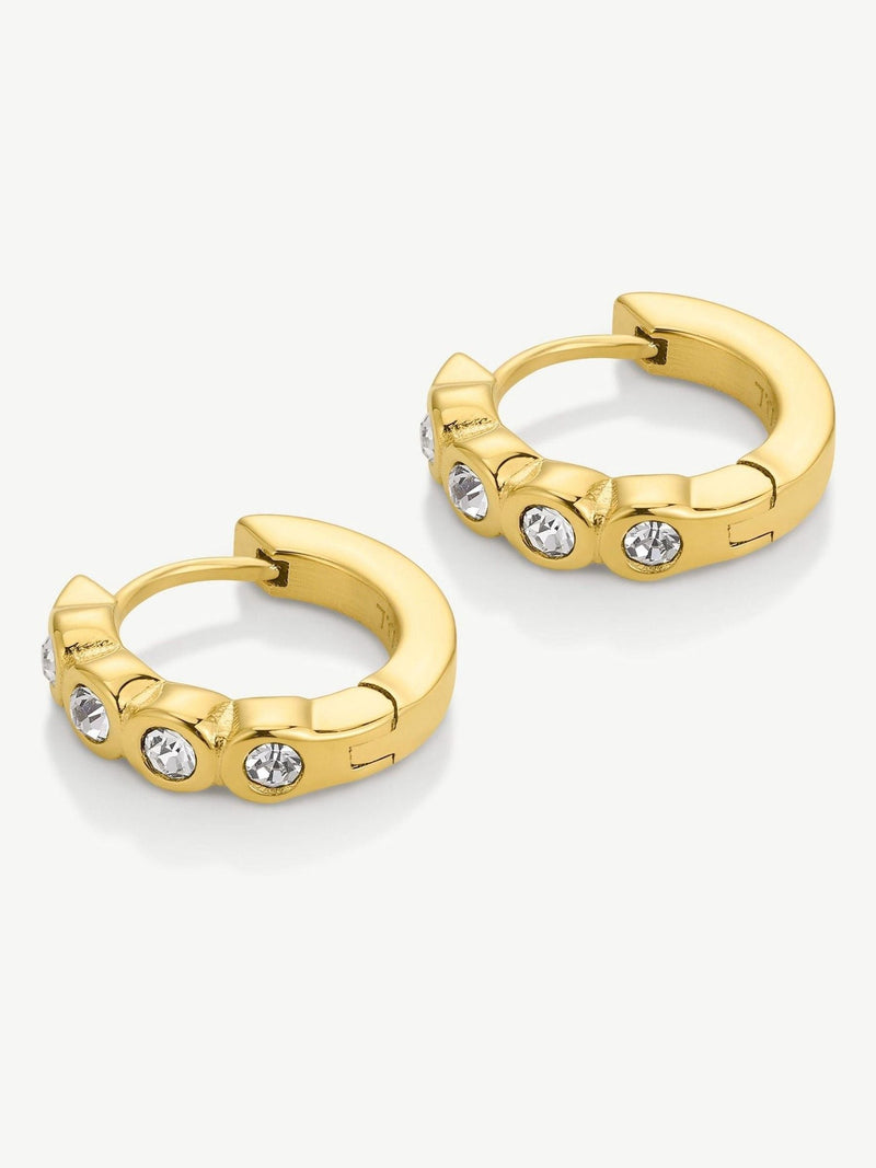 D.LOUISE gold tone waterproof bezel huggies earrings - British product