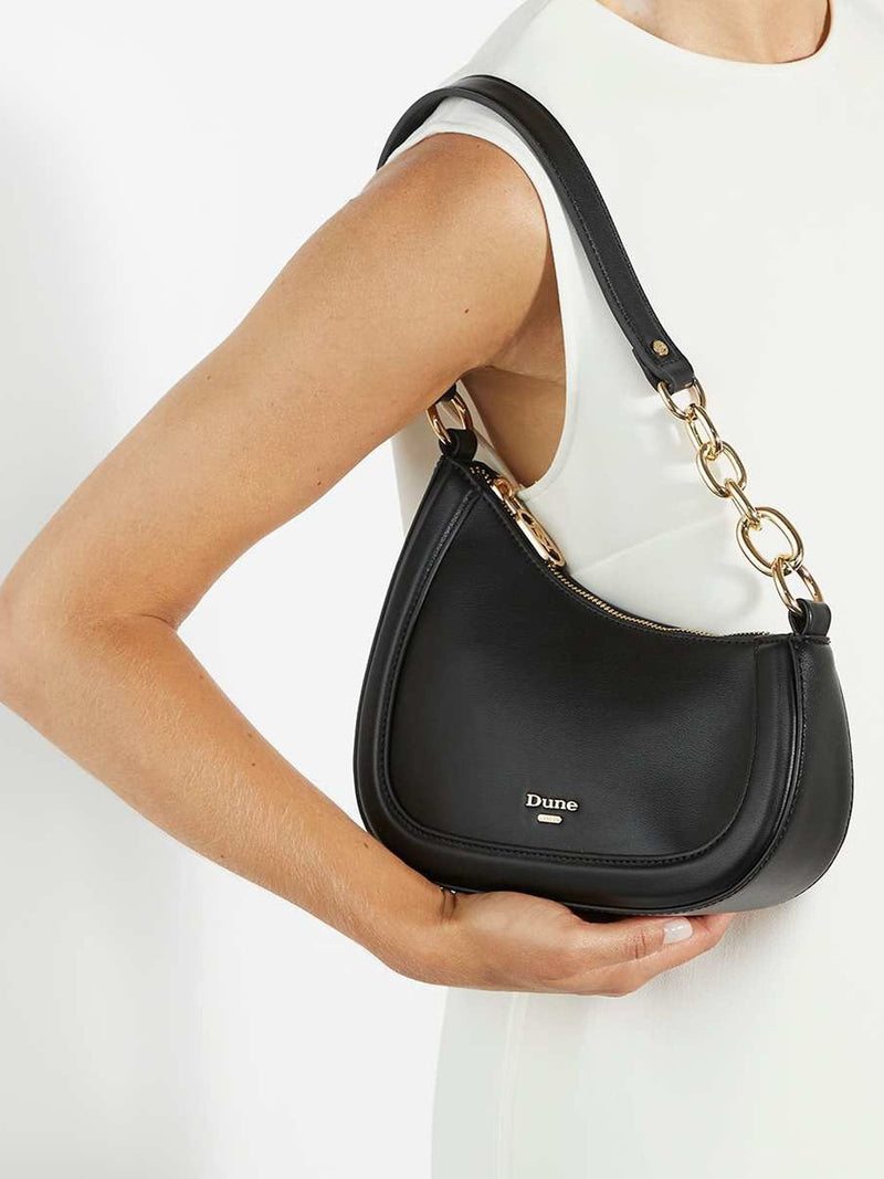 Dune London black leather shoulder bag (British brand)
