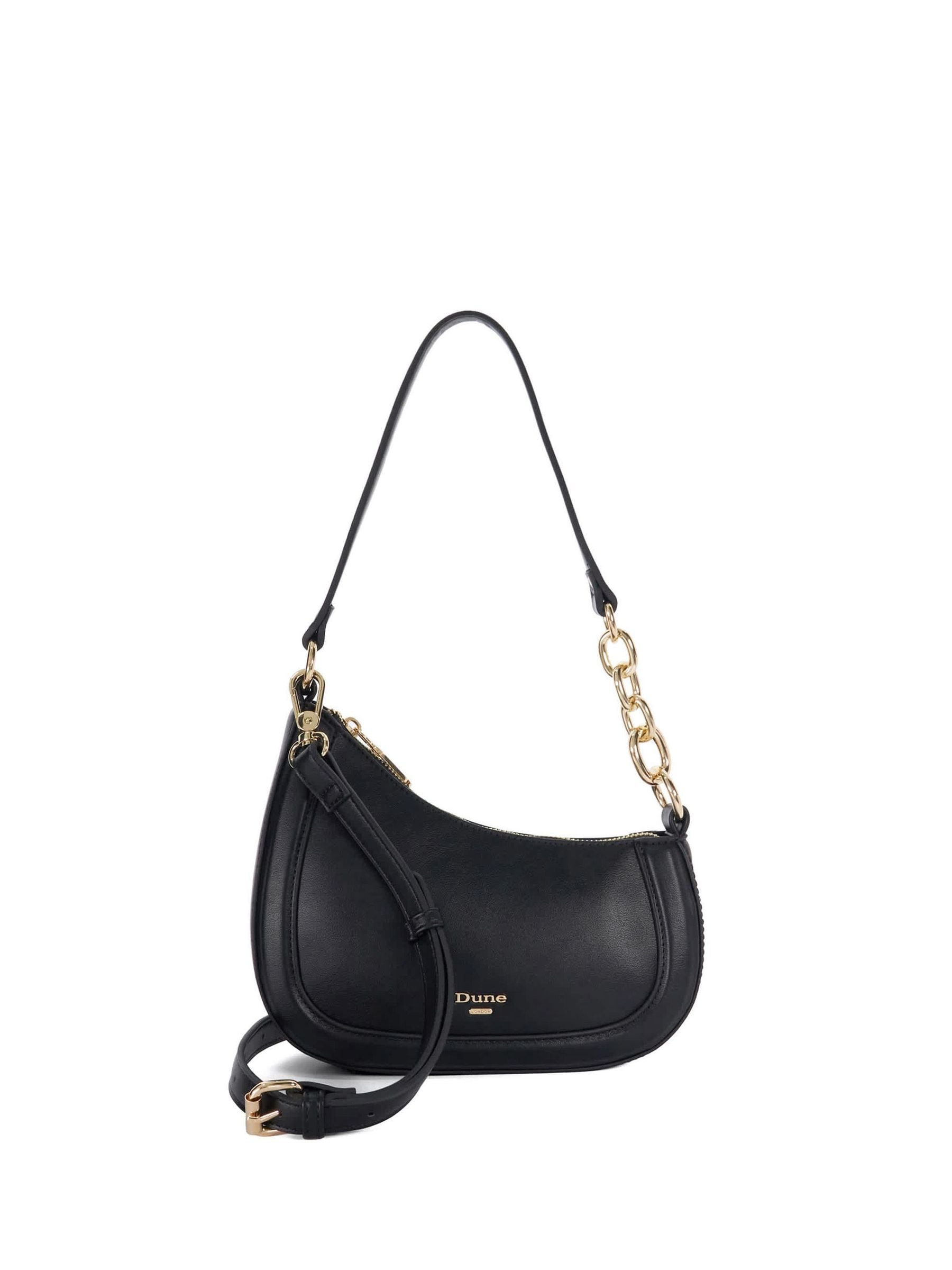 Dune London black leather shoulder bag (British brand)