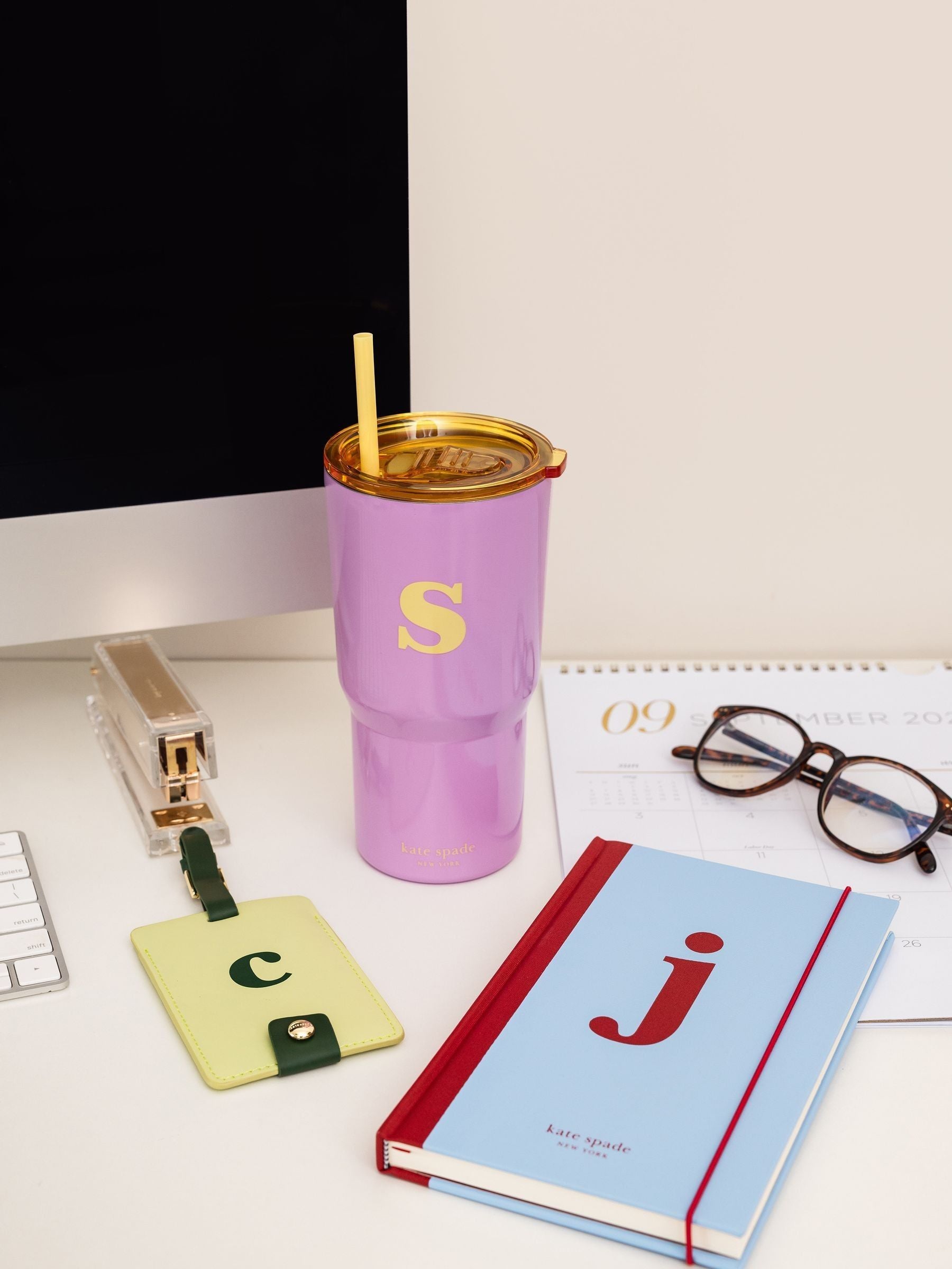 Kate Spade Just Mine monogrammed tumbler 20 oz, UK version