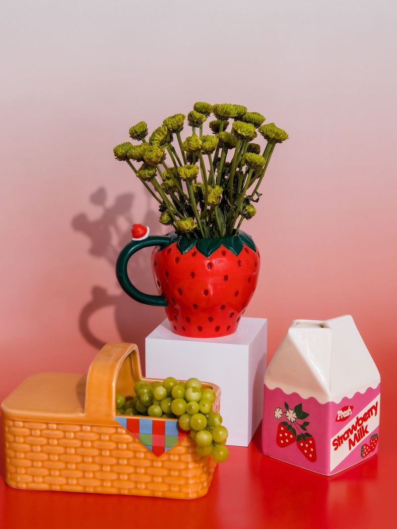 ban.do pink strawberry milk vase ceramic (British brand)