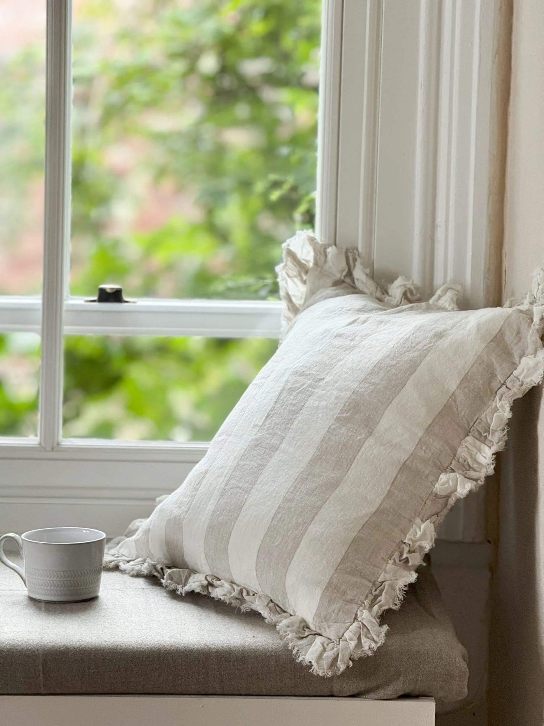 Ellenvale Interiors Halliie ruffle stripe cushion cover 45x45 - British product