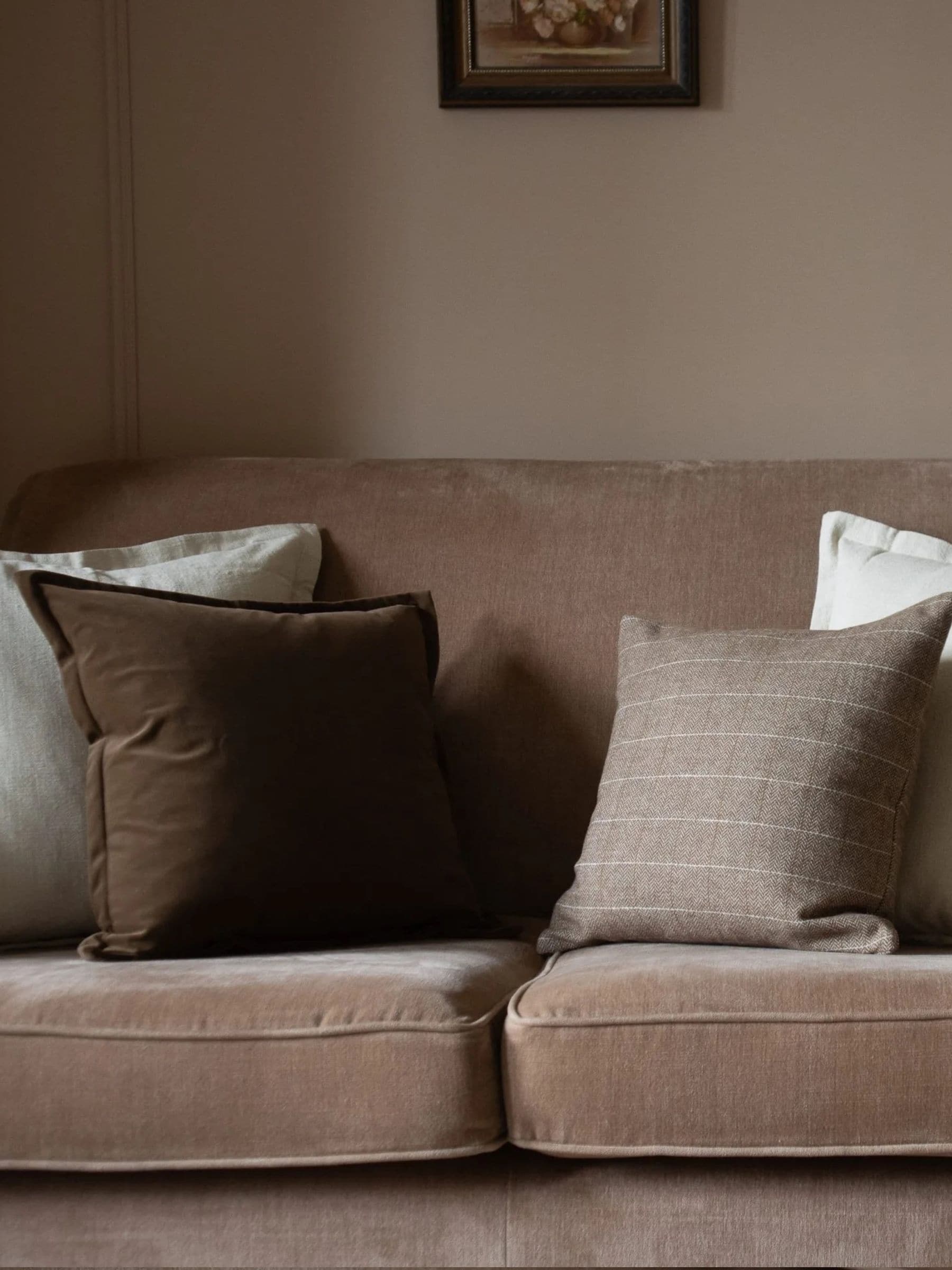 Ellenvale Interiors Darcy dark brown velvet cushion cover 45x45cm - British product