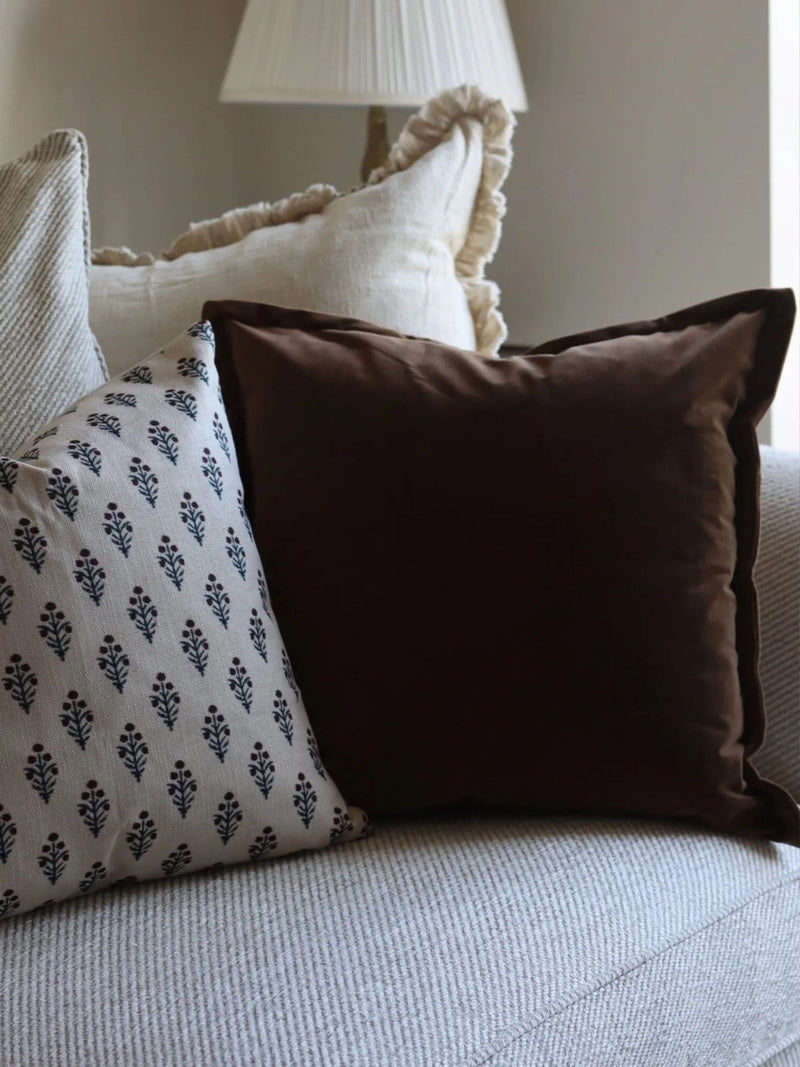 Ellenvale Interiors Darcy dark brown velvet cushion cover 45x45cm - British product