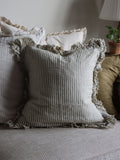 Ellenvale Interiors Olive Hallie Stripe Ruffle 45 x 45cm Cushion Cover