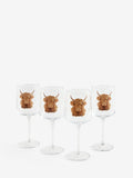 Set of 4 Hamish wine glasses with Highland cow print - British product