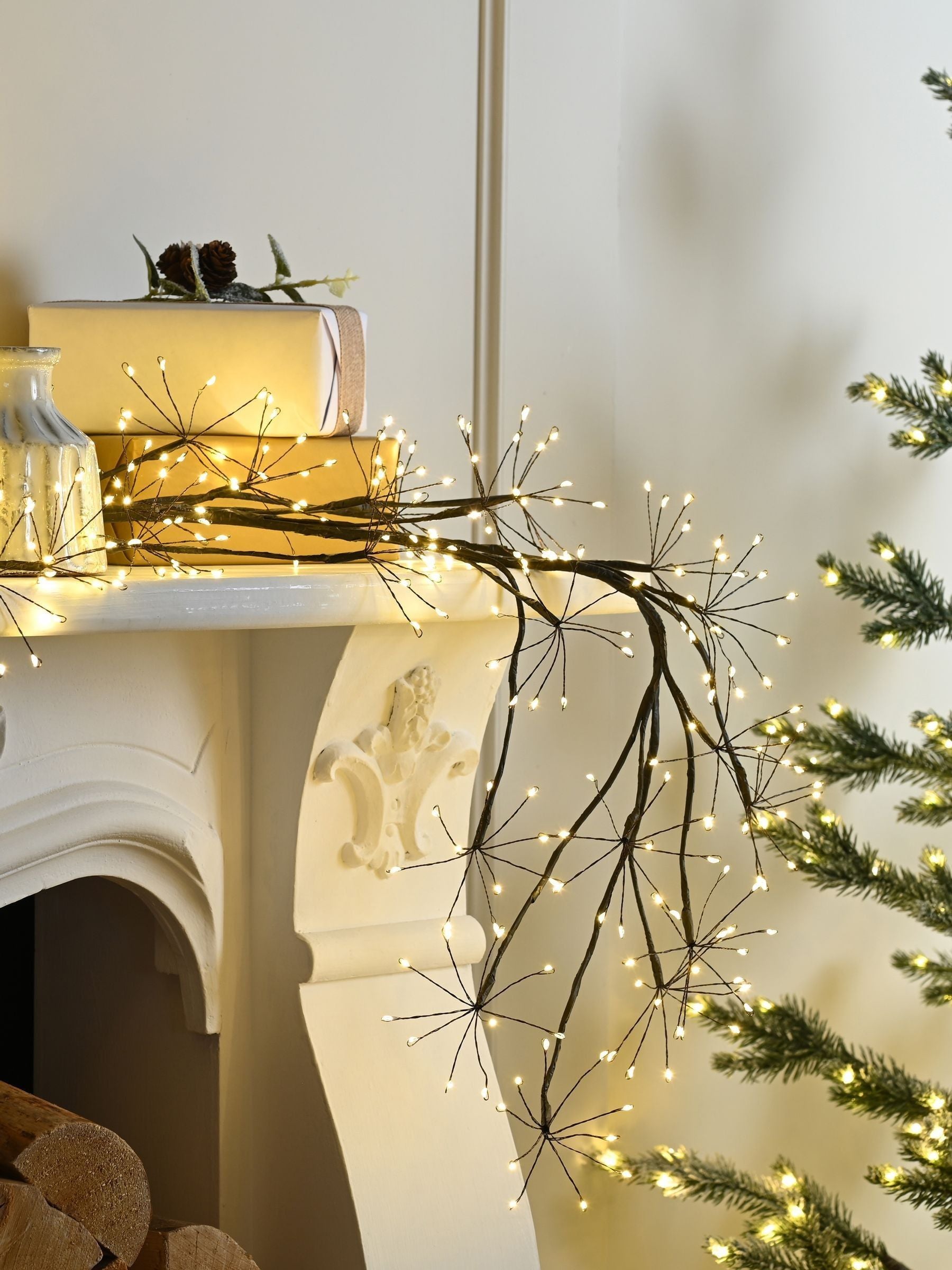 Festive White Pre Lit Microdot Branch 150cm Christmas Decoration