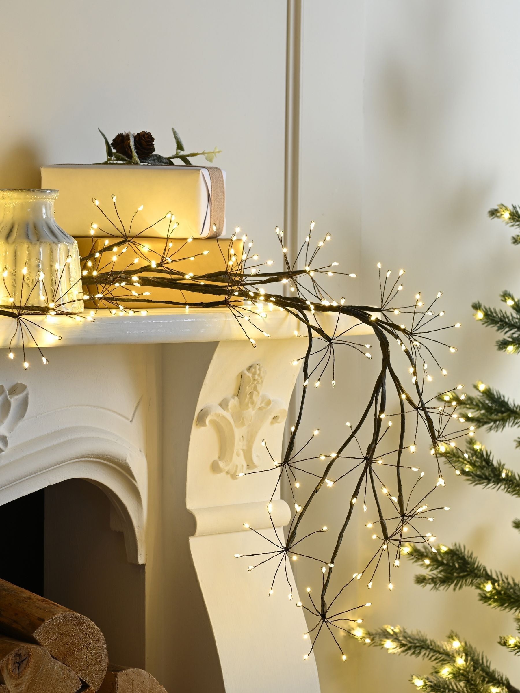 Festive White Pre Lit Microdot Branch 150cm Christmas Decoration