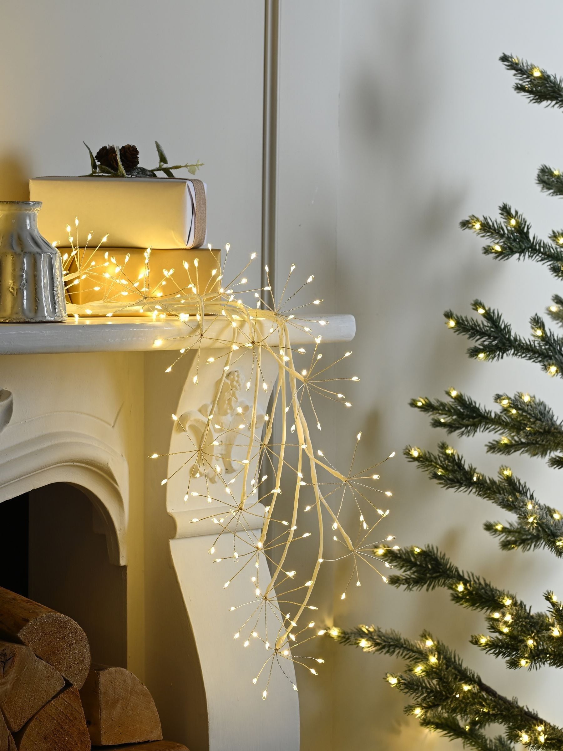Festive White Pre Lit Microdot Branch 150cm Christmas Decoration
