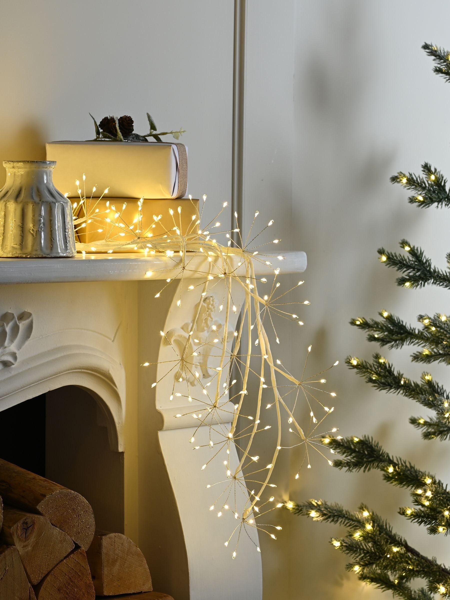 Festive White Pre Lit Microdot Branch 150cm Christmas Decoration