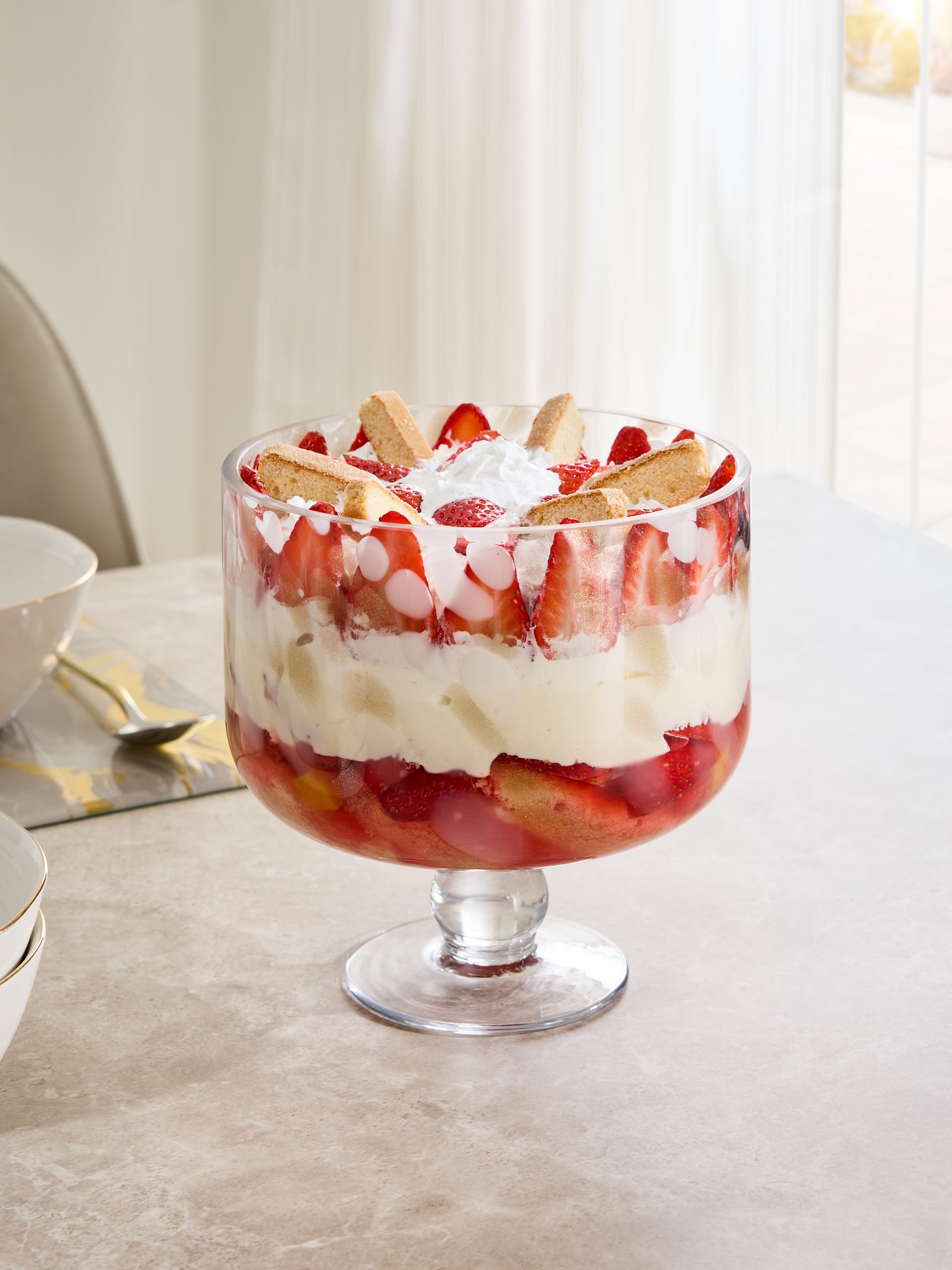 Pink Confetti Large Trifle Serving Bowl, imported from the UK