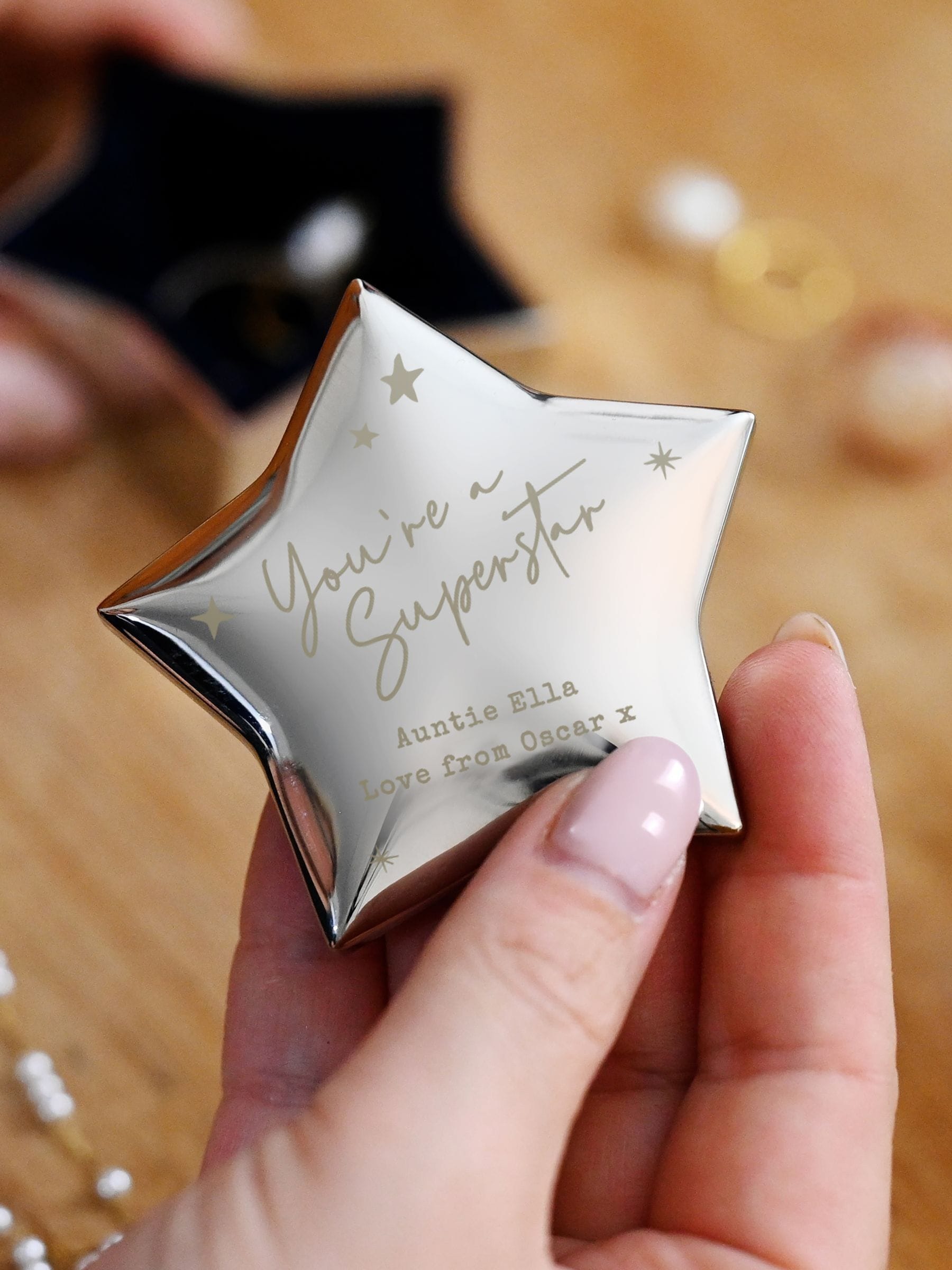 PMC nickel plated personalised trinket box, UK version