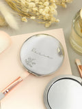 PMC personalised floral round compact mirror (British brand)