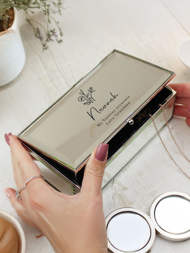 PMC personalised floral mirrored jewellery box, UK version