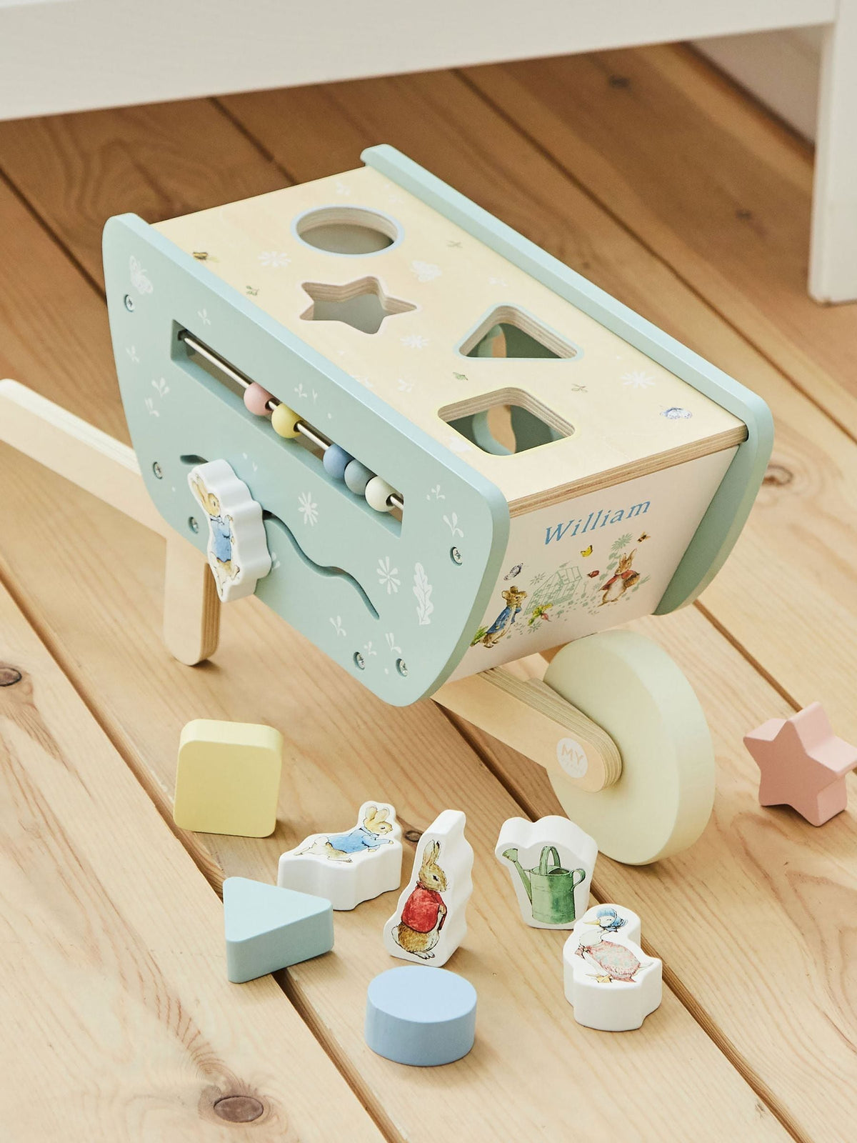 My 1st Years personalised Peter Rabbit wheelbarrow shape sorter - British product