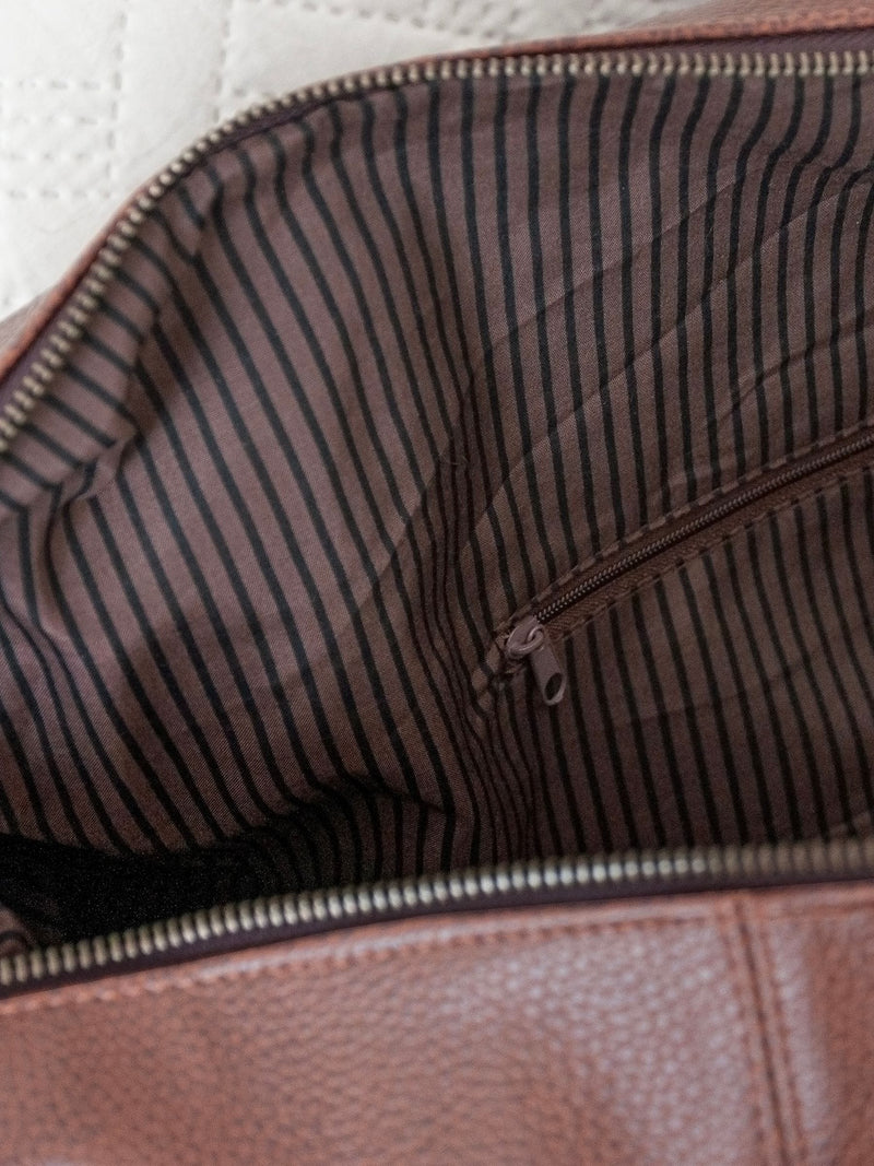 Treat Republic brown faux leather monogrammed weekender holdall - British product