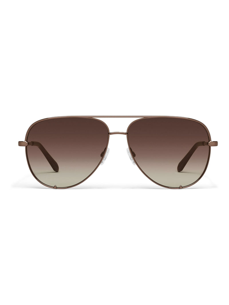 QUAY brown High Key oversized aviator sunglasses (British brand)
