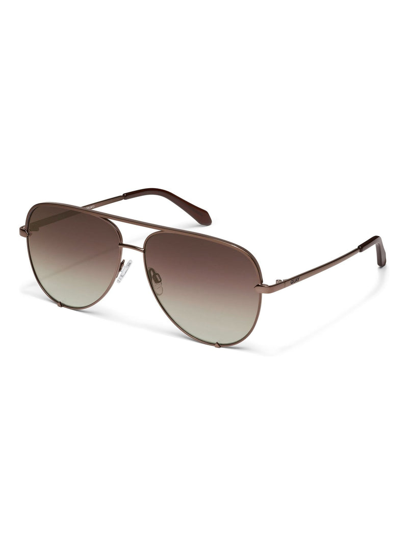 QUAY brown High Key oversized aviator sunglasses (British brand)