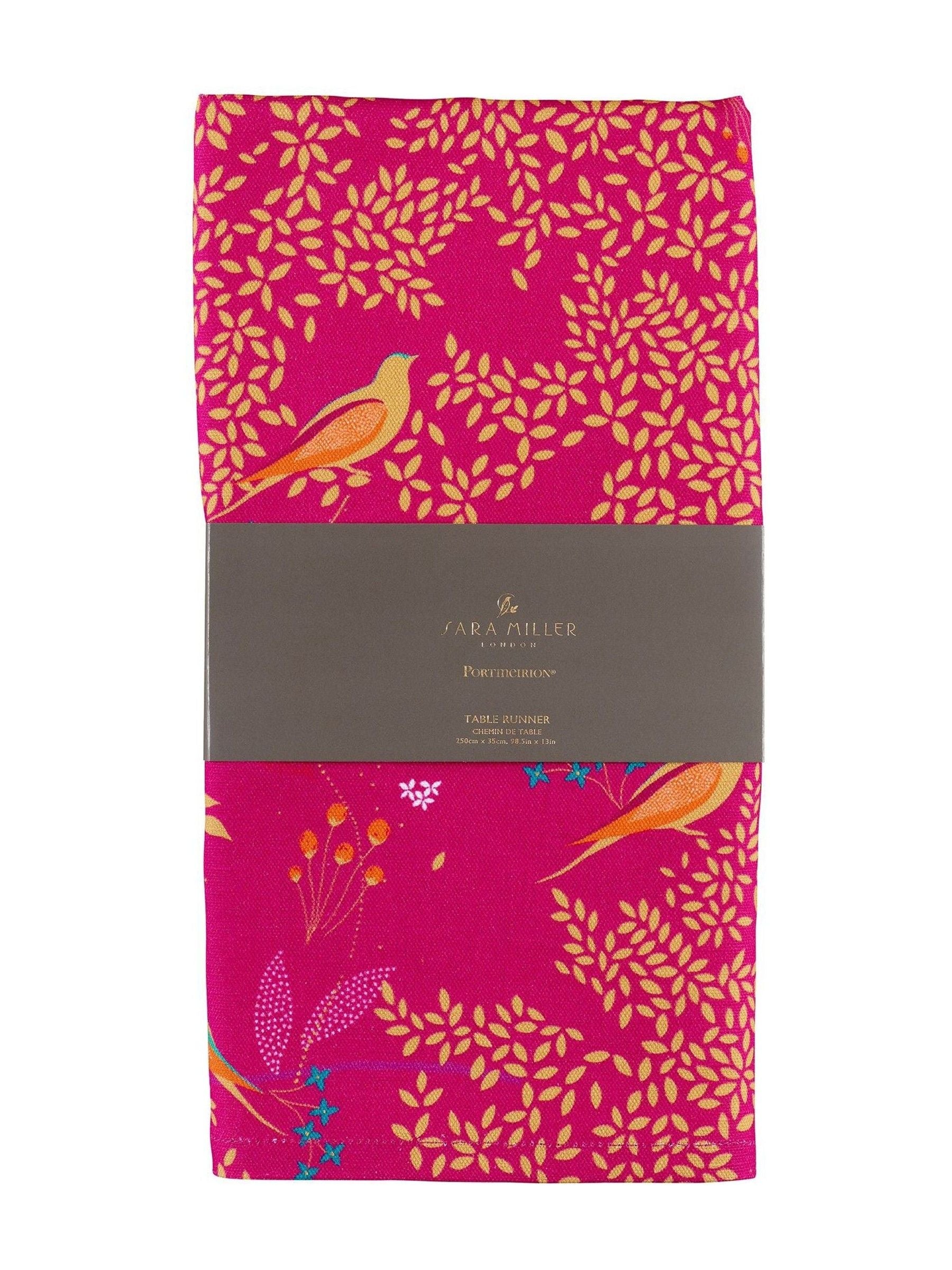 Sara Miller pink Chelsea birds table runner, imported from the UK