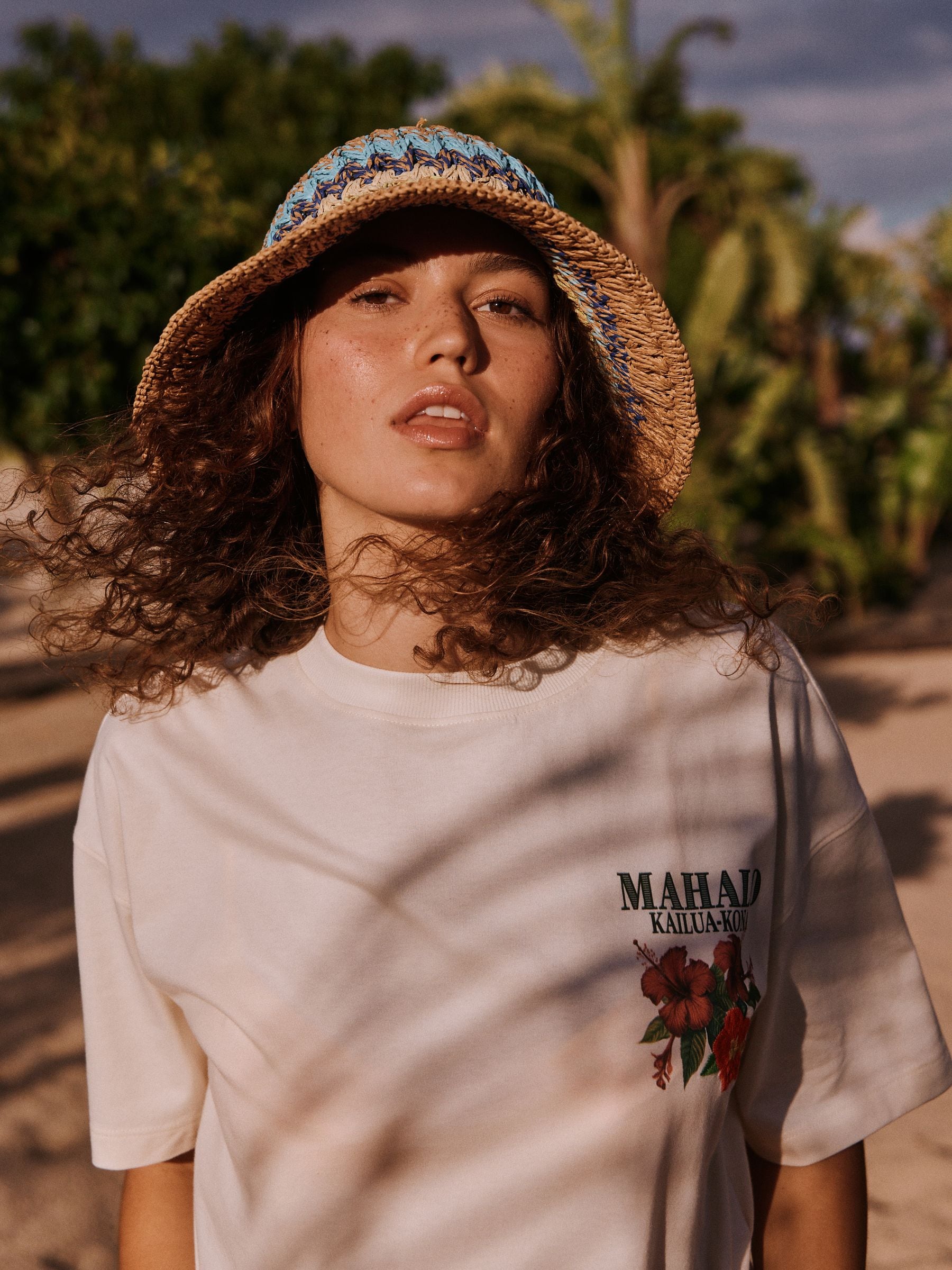 Yellow Blue Stripe Straw Bucket Hat (British brand)