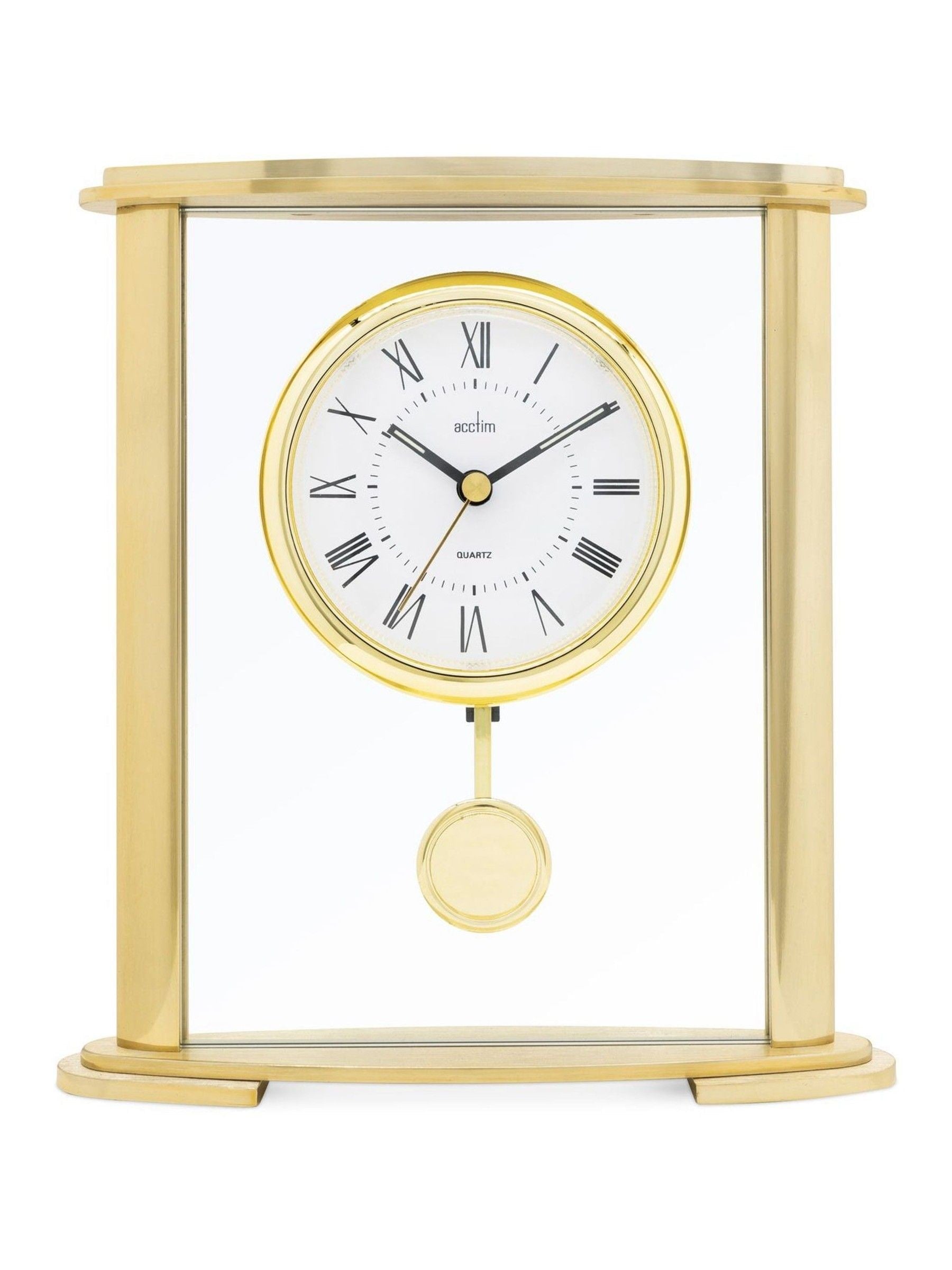 Acctim Welwyn gold metal table clock with luminous hands, UK version