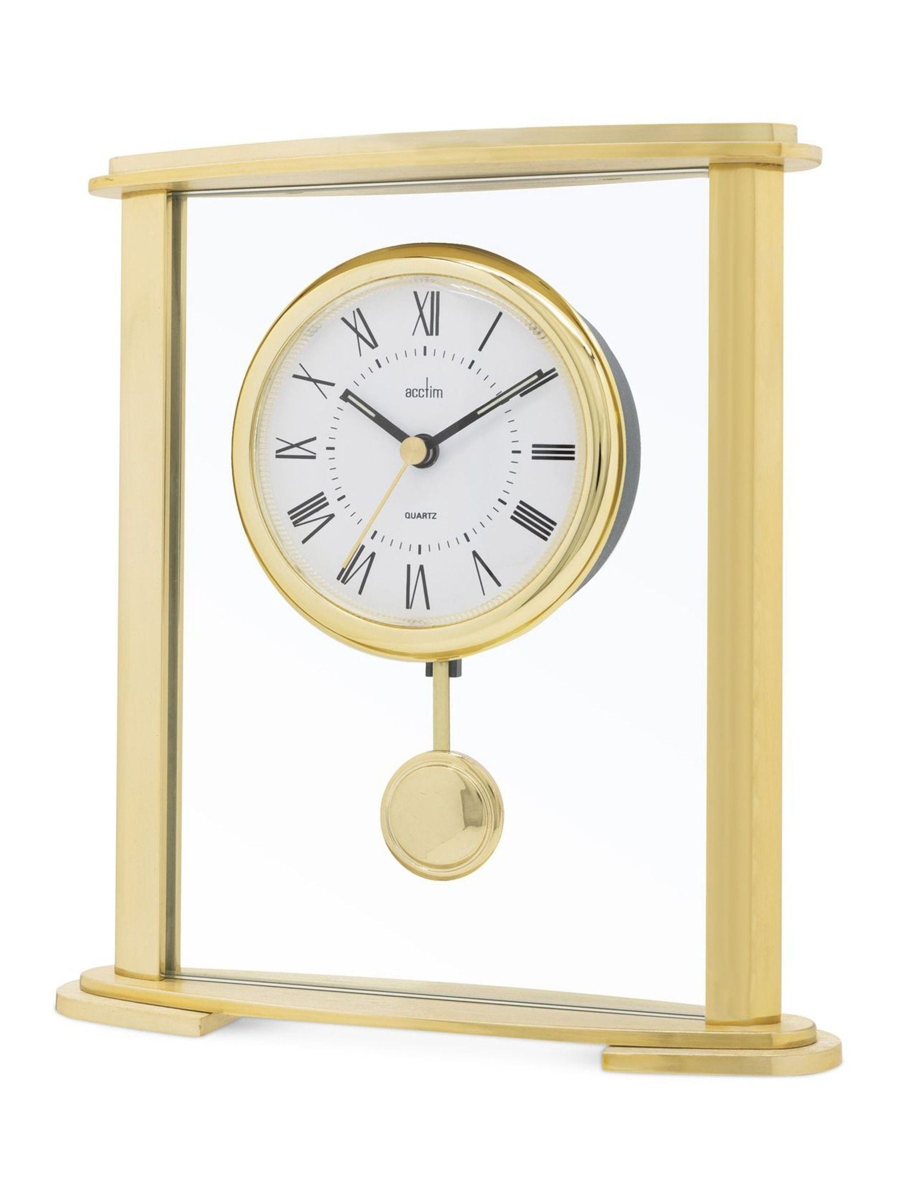 Acctim Welwyn gold metal table clock with luminous hands, UK version