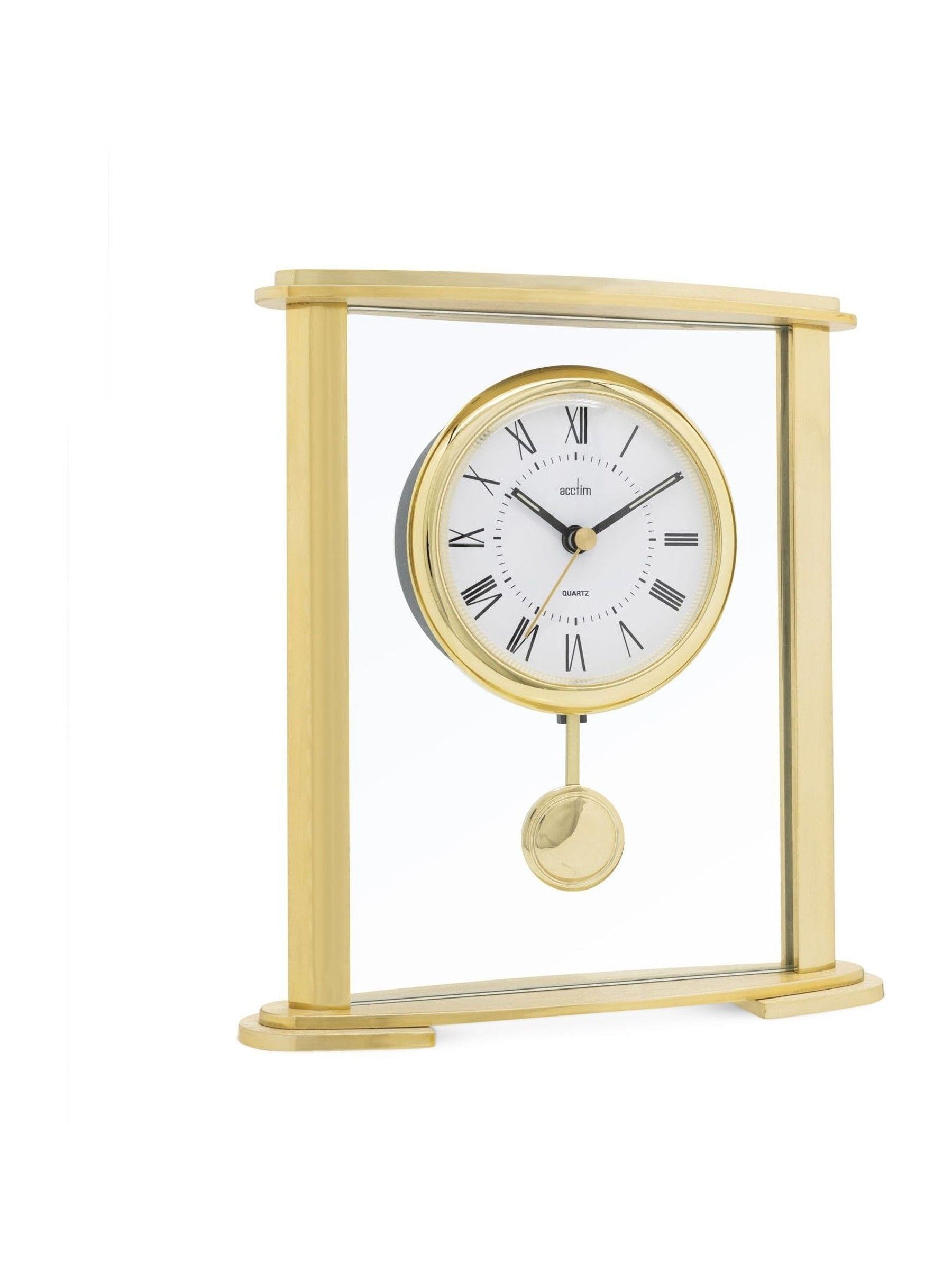 Acctim Welwyn gold metal table clock with luminous hands, UK version