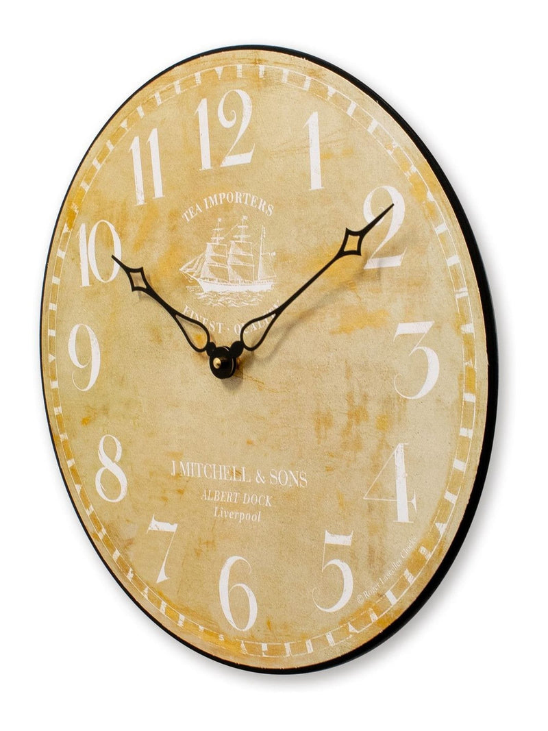Brookpace Lascelles ship motif wall clock 36cm wood effect - British product
