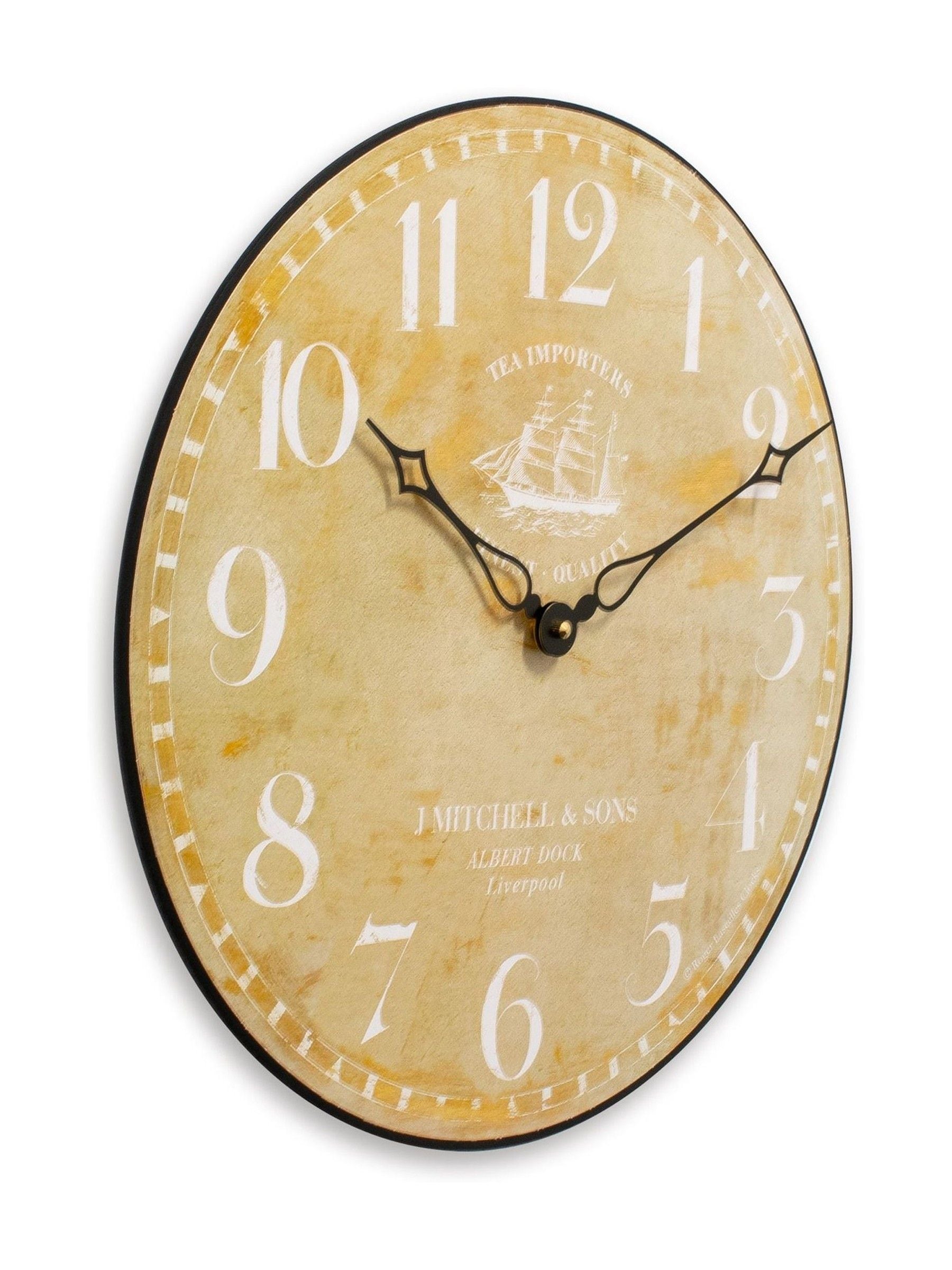 Brookpace Lascelles ship motif wall clock 36cm wood effect - British product