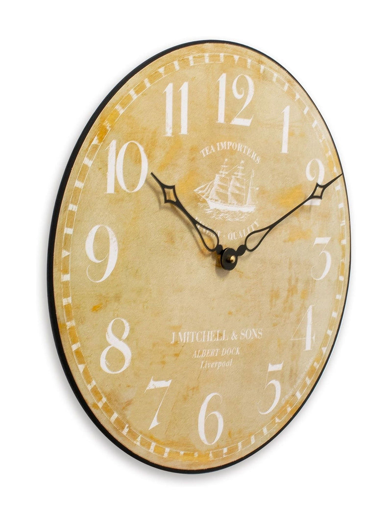 Brookpace Lascelles ship motif wall clock 36cm wood effect - British product