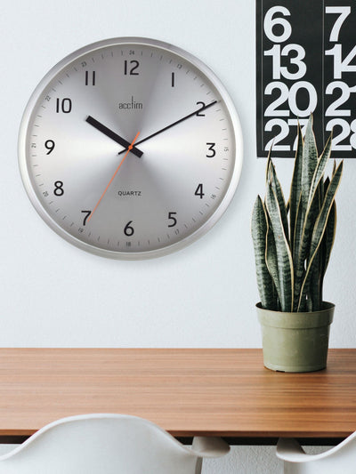 Next Acctim Klar 40cm Brushed Metal Wall Clock- Buy online at McGrocer