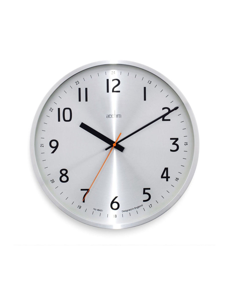 Acctim Klar brushed metal wall clock 40cm (British brand)