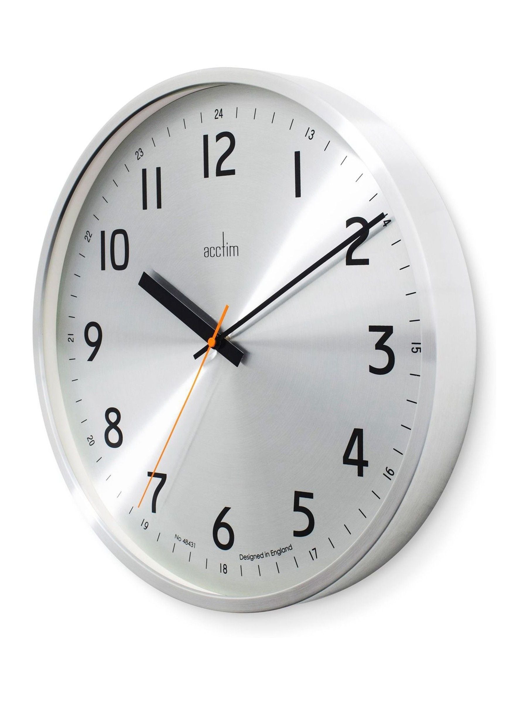 Acctim Klar brushed metal wall clock 40cm (British brand)
