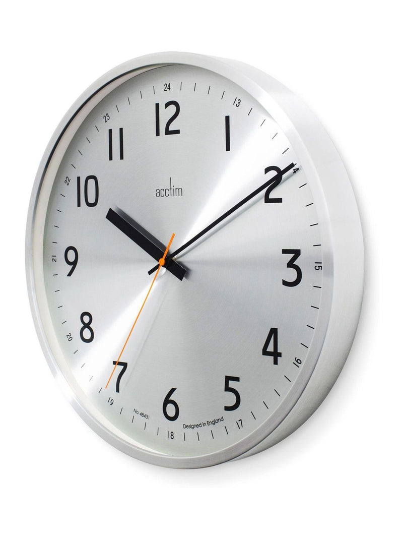 Acctim Klar brushed metal wall clock 40cm (British brand)