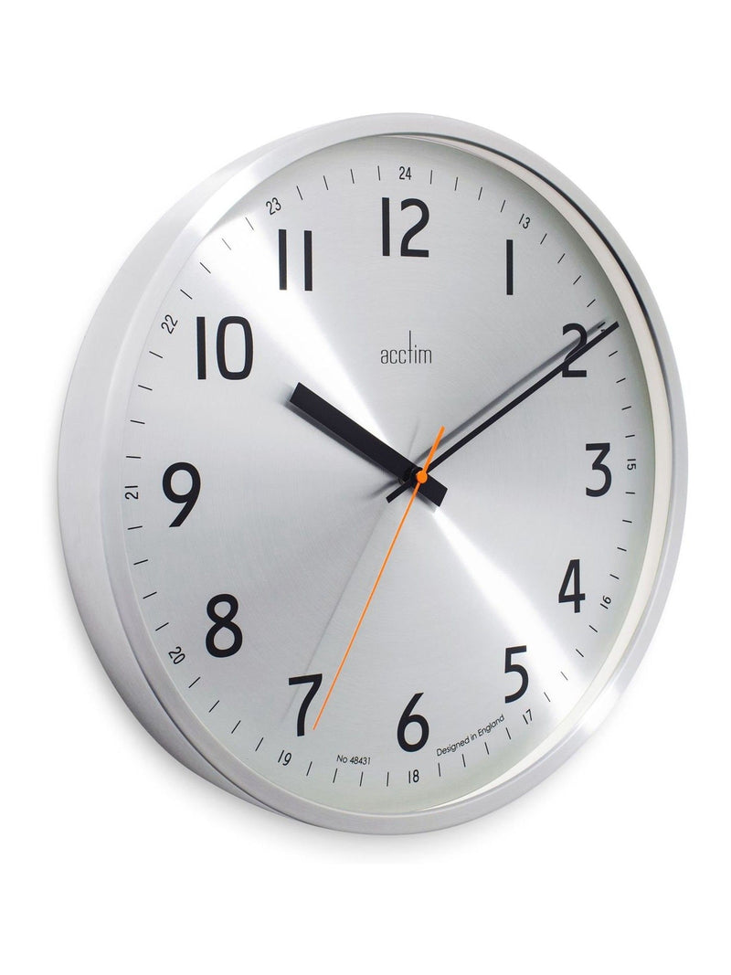 Acctim Klar brushed metal wall clock 40cm (British brand)