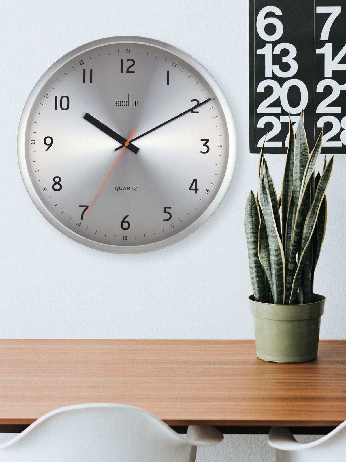 Acctim Klar brushed metal wall clock 40cm (British brand)