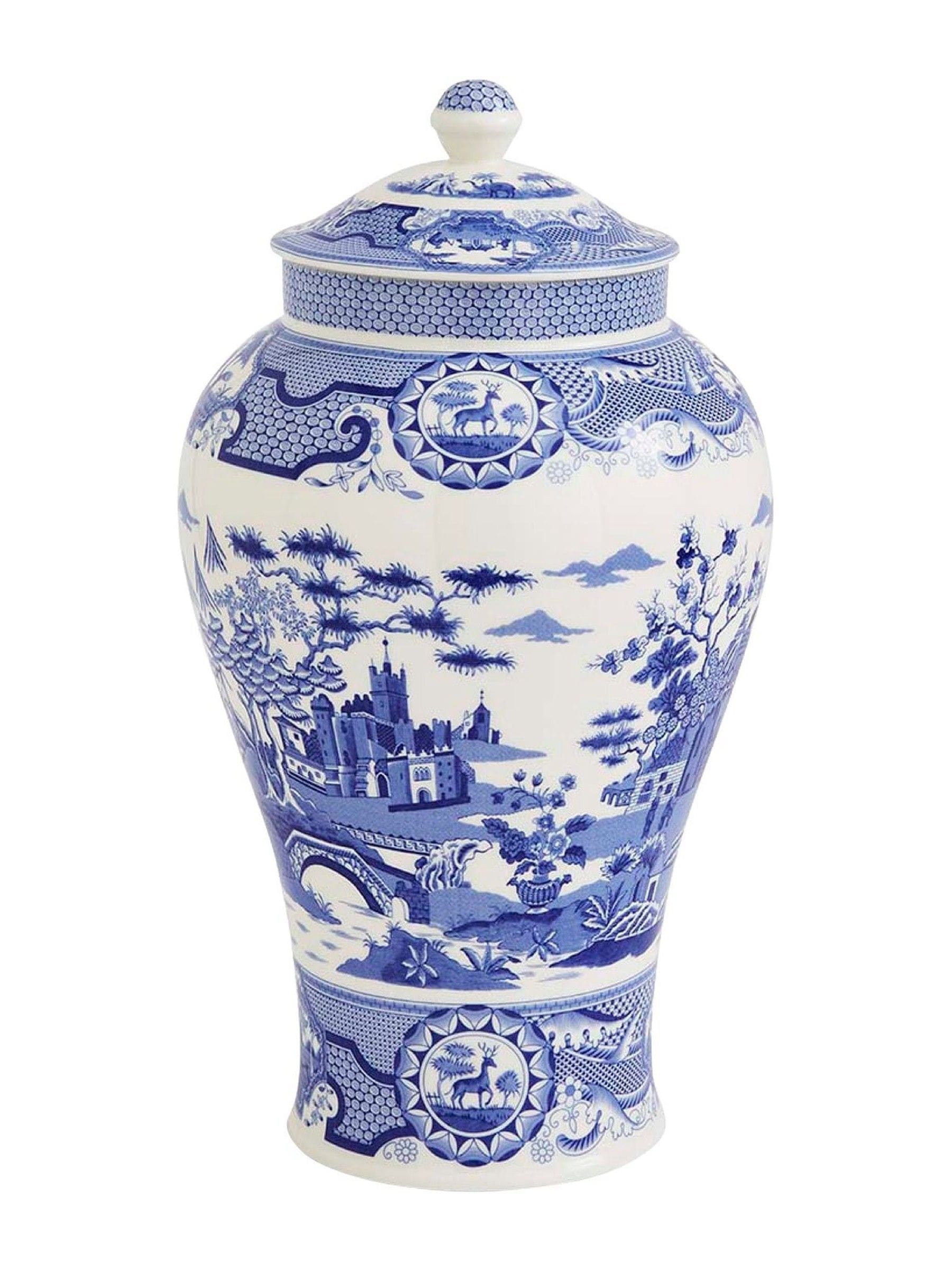 Spode Blue Italian Gothic Castle vase 36cm (British brand)