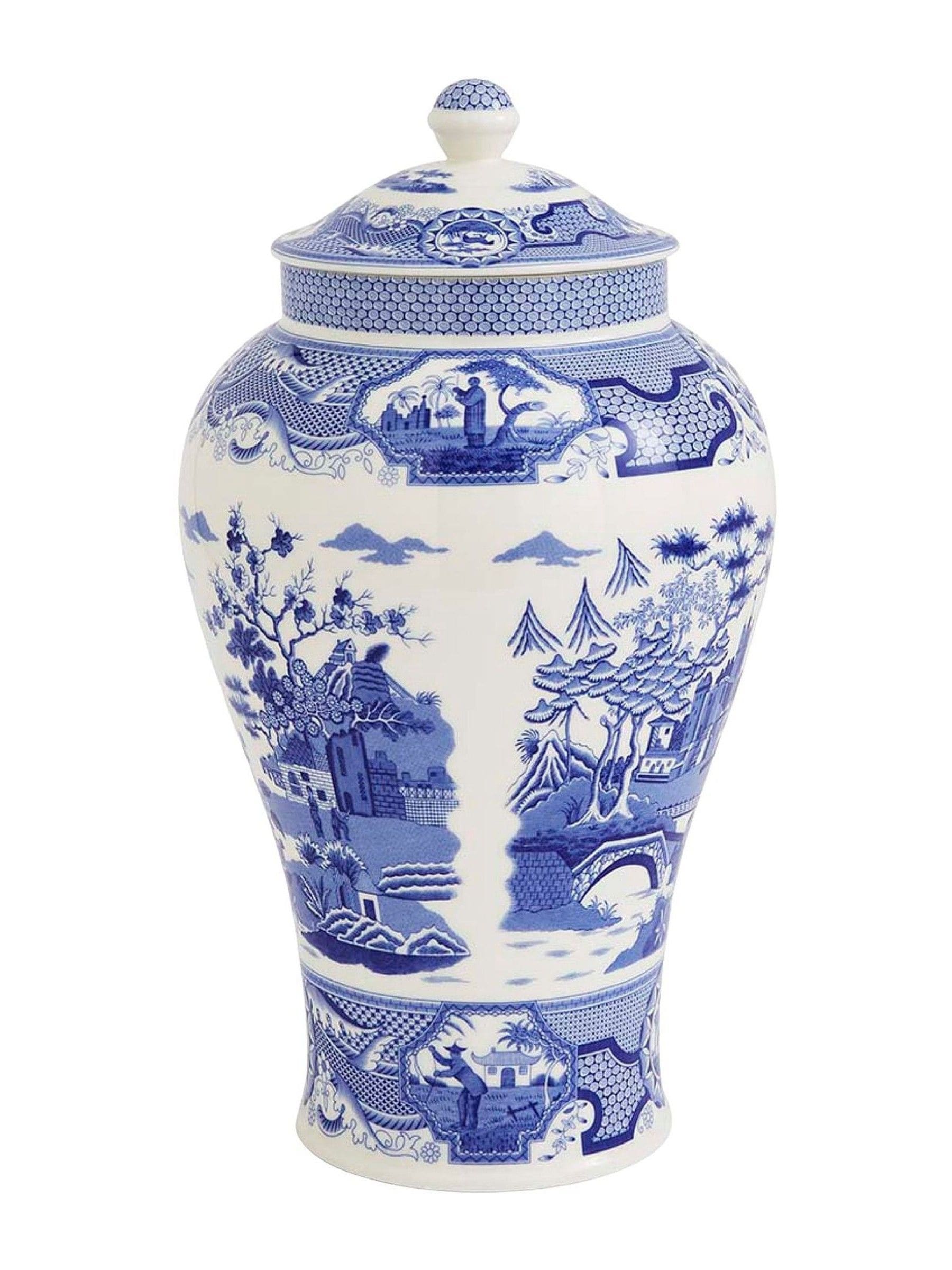 Spode Blue Italian Gothic Castle vase 36cm (British brand)
