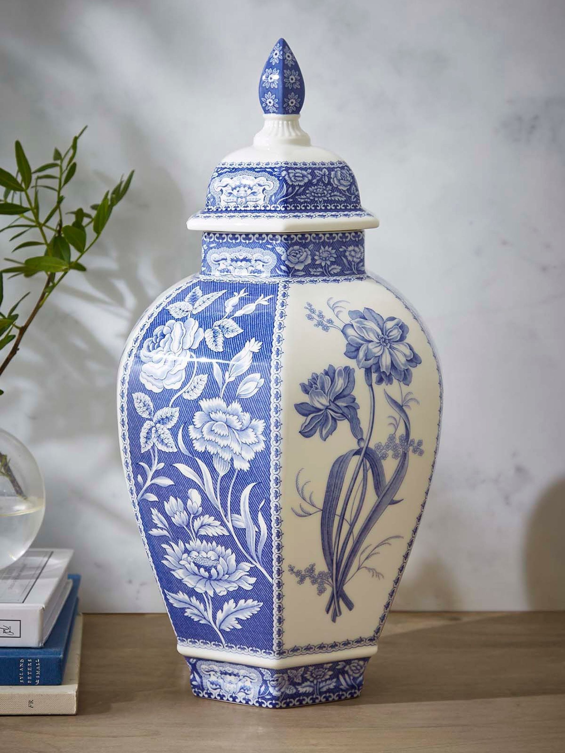 Spode Blue Italian Floral vase 39.5cm, imported from the UK