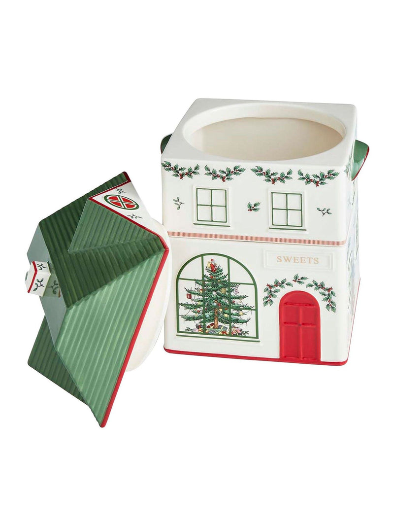 Spode Christmas Tree Village stacking canister - British product