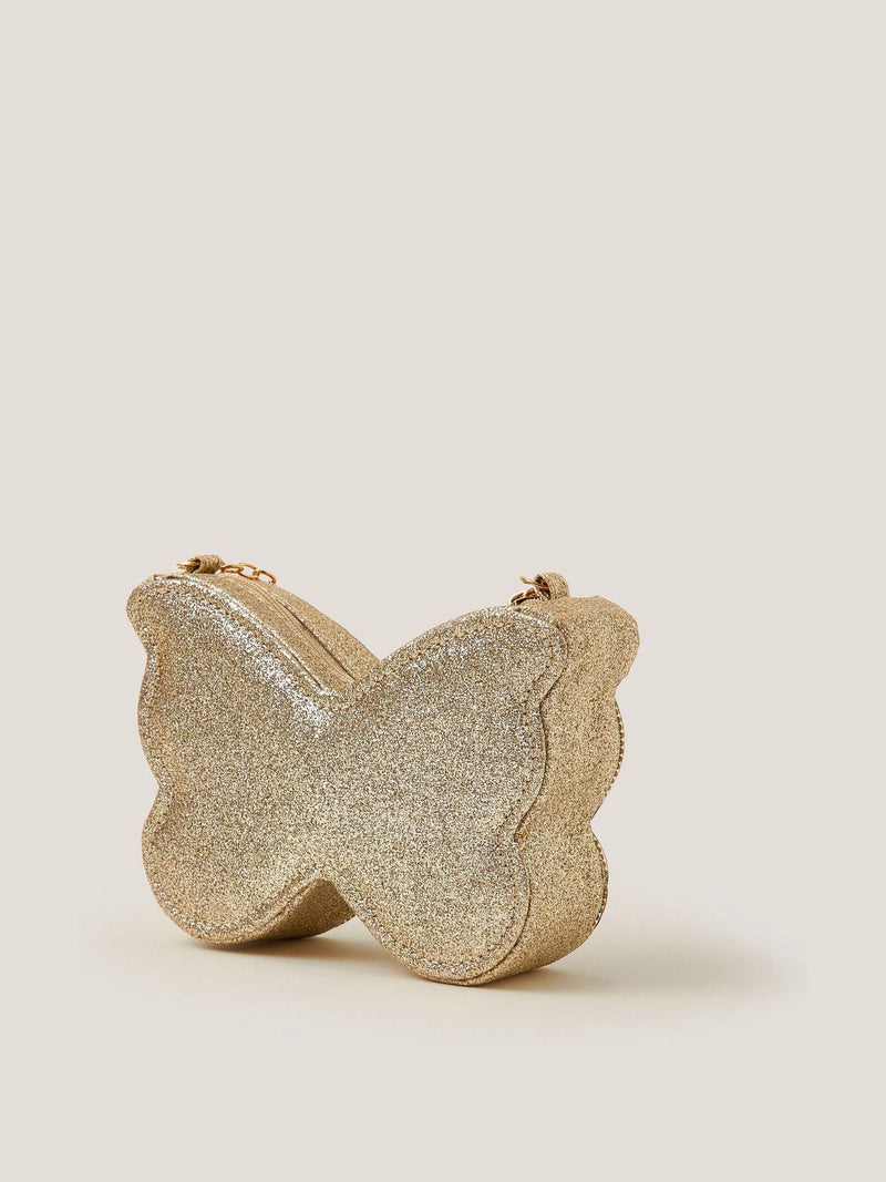 Monsoon gold sequin butterfly bag with rhinestones (British brand)