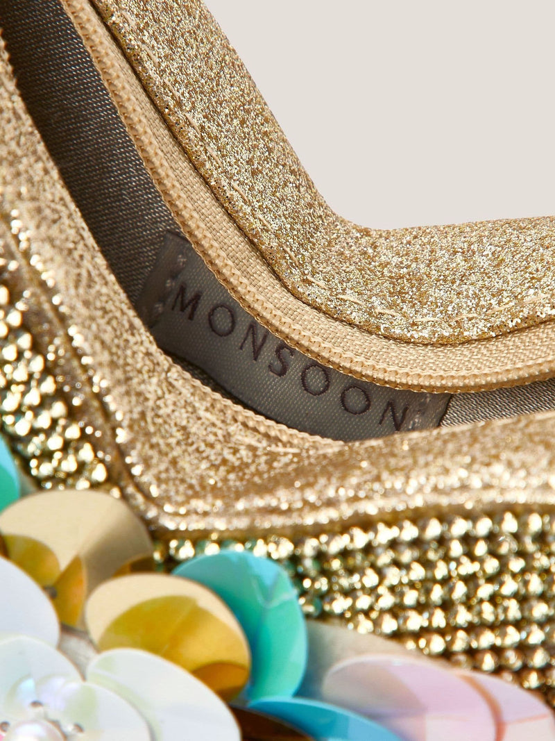 Monsoon gold sequin butterfly bag with rhinestones (British brand)