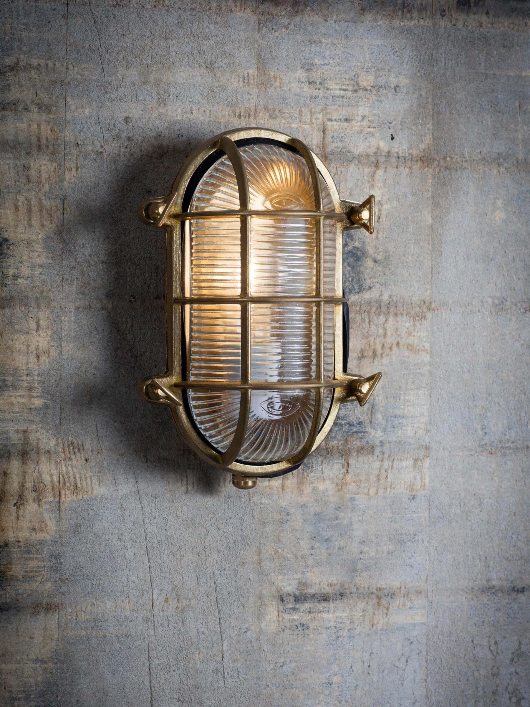 Garden Trading brass Devonport bulkhead wall light, imported from the UK