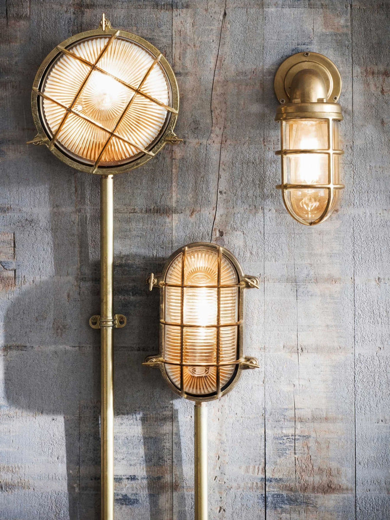 Garden Trading brass Devonport bulkhead wall light, imported from the UK