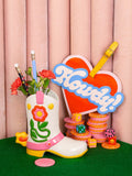 ban.do white Giddy Up ceramic vase, hand-painted (British brand)