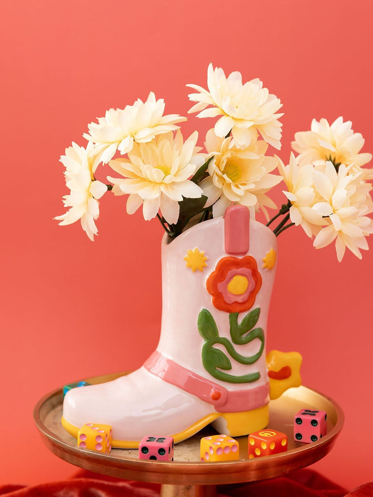 ban.do white Giddy Up ceramic vase, hand-painted (British brand)