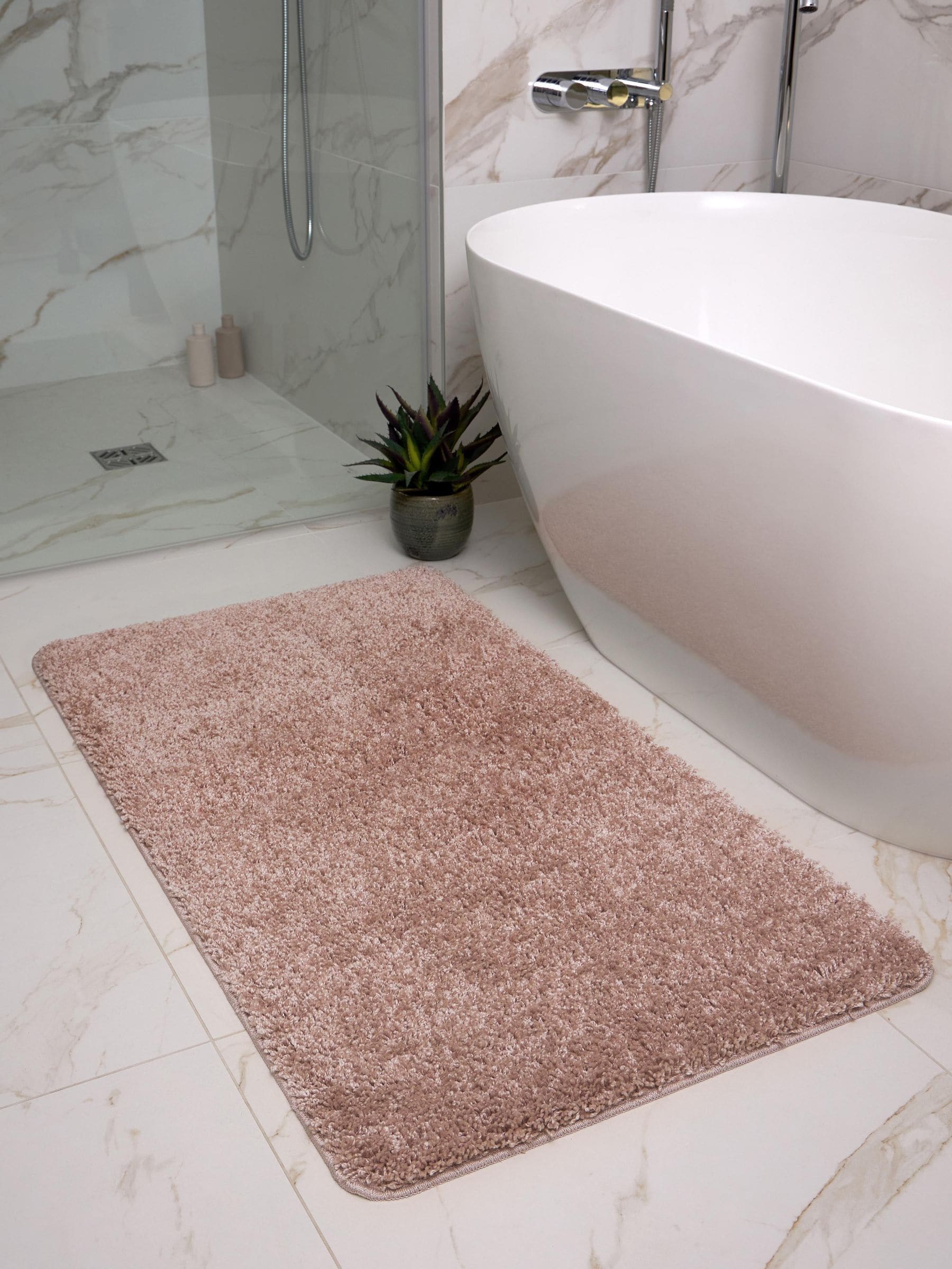 My Rug Beige Shaggy Bathmat Runner 120cm x 67cm