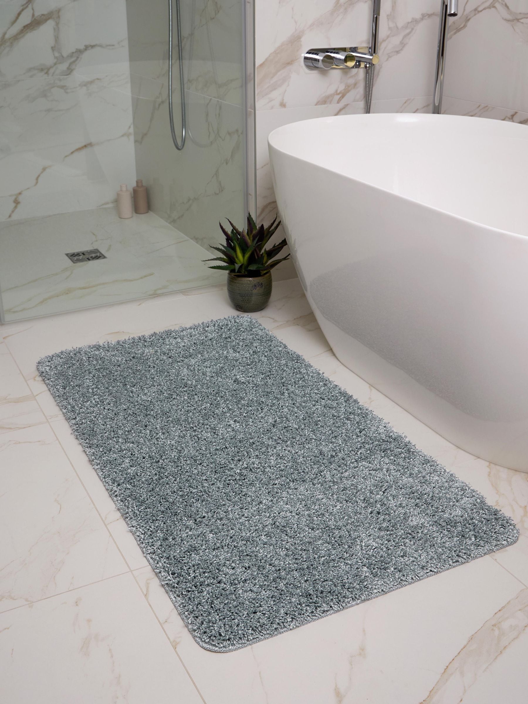 My Rug blue shaggy bathmat runner - British product