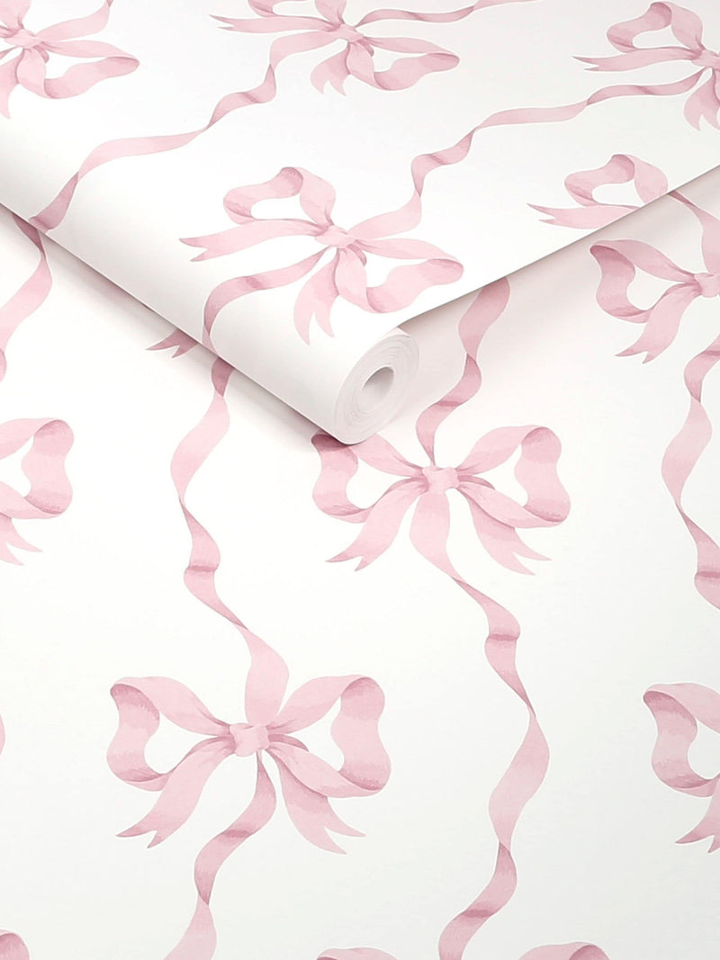 Cath Kidston Pink and Red Ribbon Bow wallpaper 10M, UK version