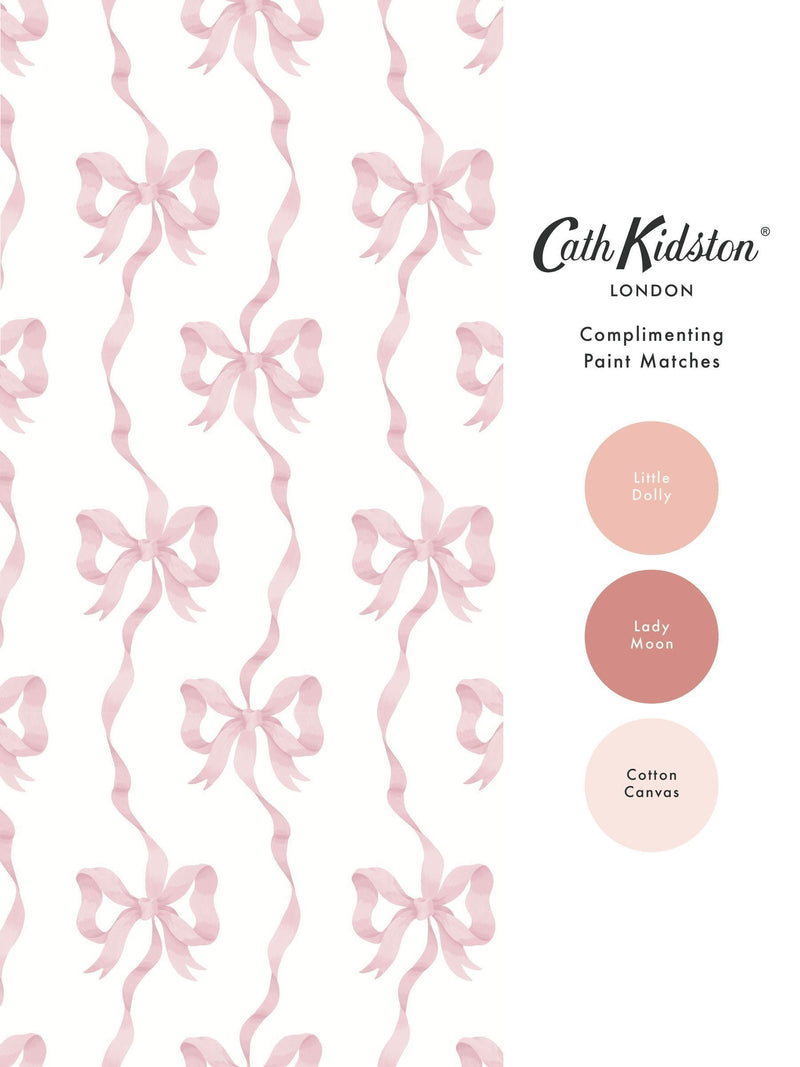 Cath Kidston Pink and Red Ribbon Bow wallpaper 10M, UK version